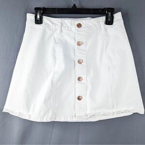 White Denim Mini Skirt w/ Buttons